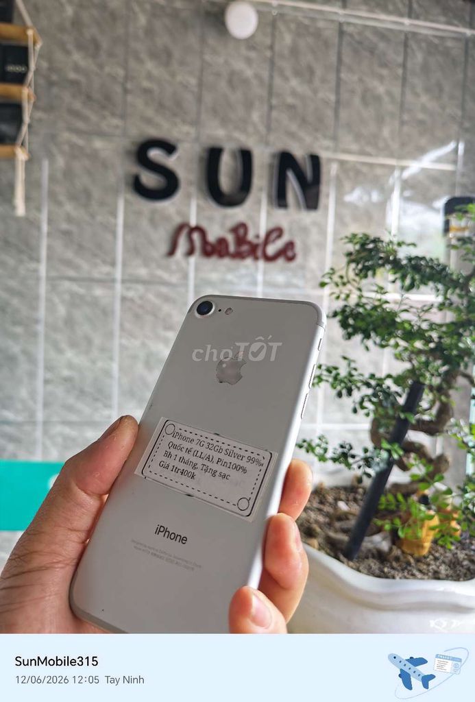 Apple iPhone 7 32GB Bạc P100% Zin All . Mua bán Điện thoại tại Huyện Trảng Bàng Tây Ninh được đăng bởi Sun Mobile Shop Điện Thoại Trảng Bàng Tây Ninh 01 hình 1