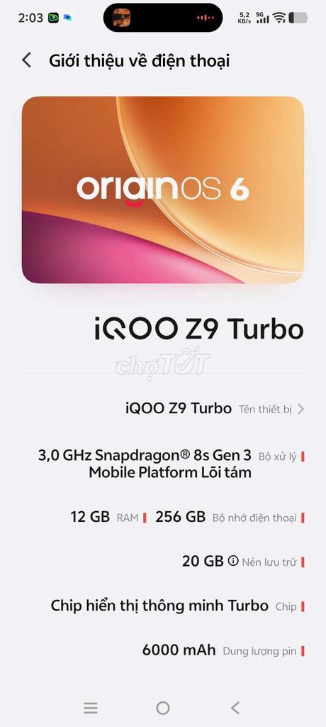 iQOO Z9 Turbo 12GB/256GB. Mua bán Điện thoại tại Huyện Phú Tân An Giang được đăng bởi Nguyễn Thành Khang hình 1