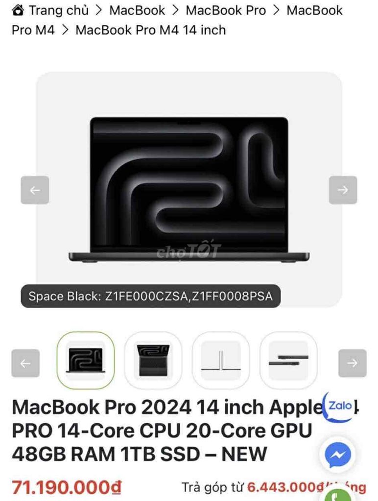 Apple MacBook Pro M4 14 inch 48GB/1TB. Mua bán Laptop tại Quận Tân Bình Tp Hồ Chí Minh được đăng bởi QNN hình 1