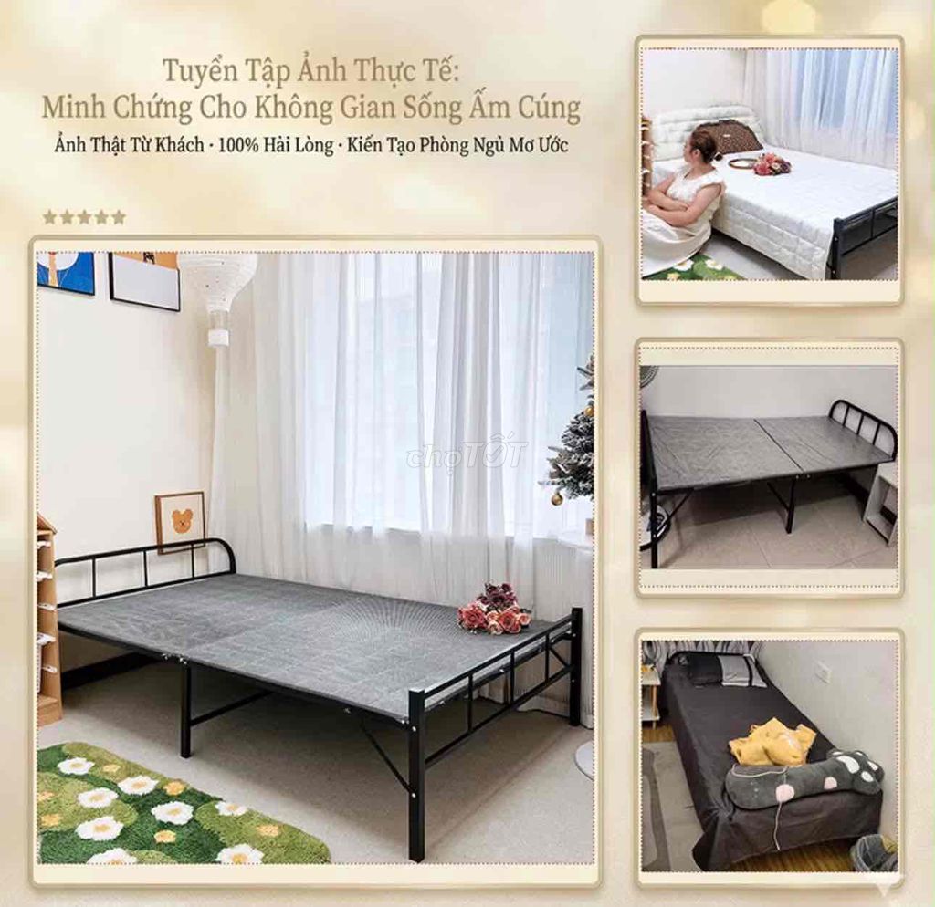 Giường gấp Kim loại Đen 190x120cm. Mua bán Giường, chăn ga gối nệm tại Thành phố Thuận An Bình Dương được đăng bởi Bùi bảo hình 1