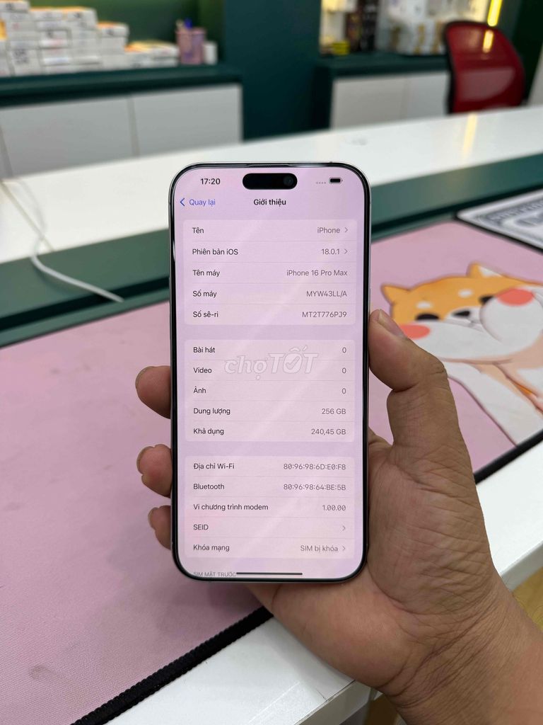 iphone 16 pro max Trắng lock độ khay sim sẵn..