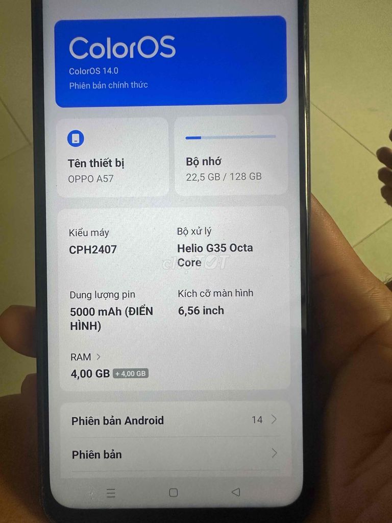 OPPO A57 128GB Đen. Mua bán Điện thoại tại Thành phố Long Xuyên An Giang được đăng bởi Tiền Bửu hình 1