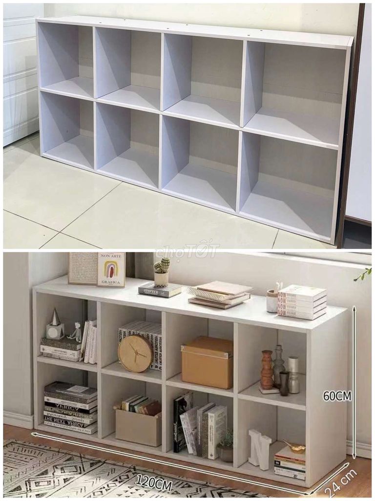 Kệ sách để sàn Tổ ong 8 ô Gỗ MDF Trắng, Gỗ, Óc chó. Mua bán Tủ, kệ gia đình tại Quận Cẩm Lệ Đà Nẵng được đăng bởi Ngọcn shop hình 1