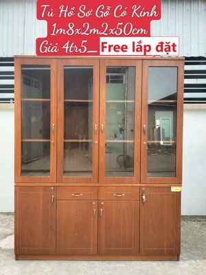 Tủ hồ sơ Giám đốc, tủ tài liệu cửa kính 1m8x2m2. Mua bán Đồ dùng văn phòng tại Quận 12 Tp Hồ Chí Minh được đăng bởi Bàn Ghế Thanh Lý Phú Cường