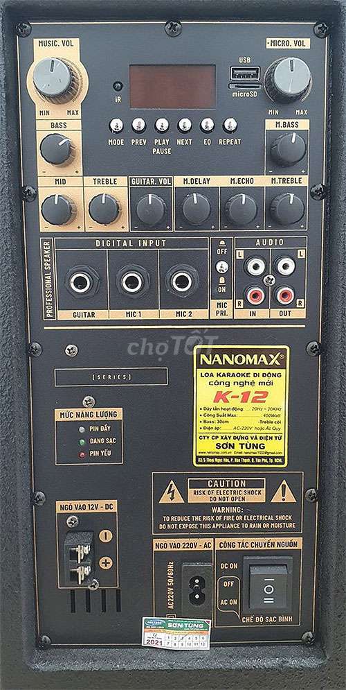 Loa kéo Nanomax K12 Đen Đã sử dụng. Mua bán Tivi, Âm thanh tại Quận Bình Thuỷ Cần Thơ được đăng bởi Khôi  hình 1