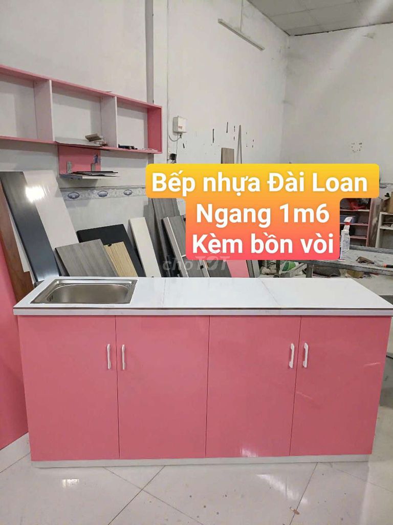 BẾP NHỰA ĐÀI LOAN NGANG 1M6 - SẴN BỒN VÒI