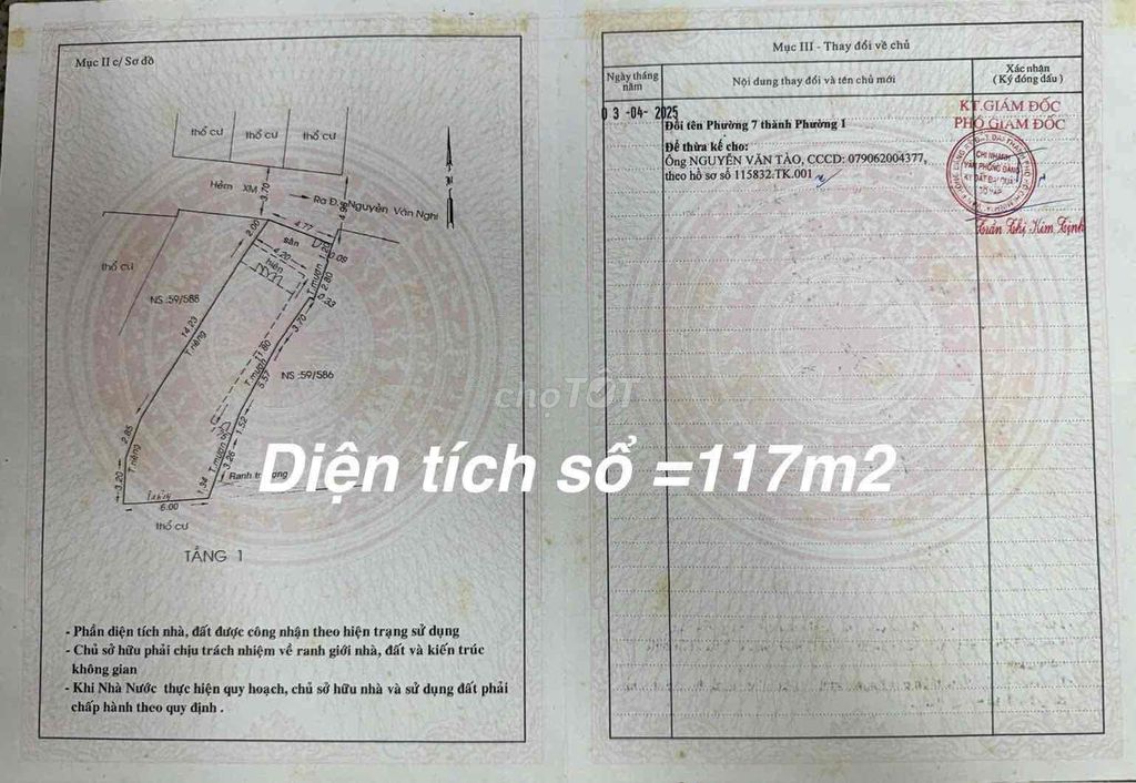 Nhà bán diện tích khủng 117m2 đường oto Nguyễn Văn Nghi, P7, GV