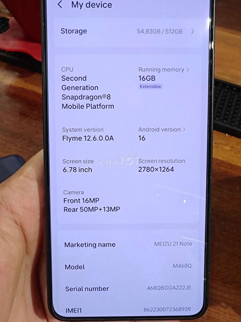 Meizu 21 Note 16/512. Mua bán Điện thoại tại Quận Tân Bình Tp Hồ Chí Minh được đăng bởi Phước hình 1