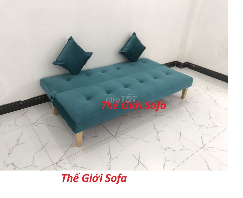 Bộ ghế sofa giường xanh nhung giá rẻ ở Đồng Nai