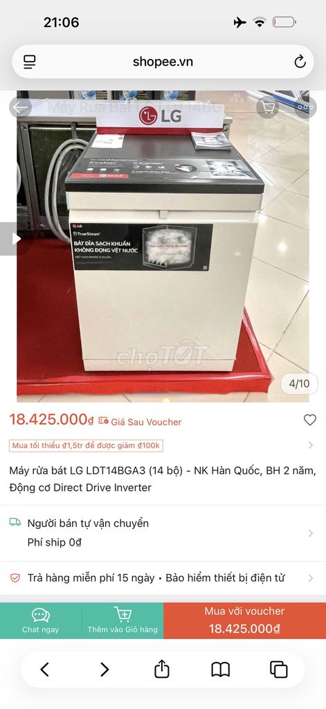Máy rửa bát LG LDT14BGA3 14 bộ Hàn Quốc. Mua bán Bếp, lò, đồ điện nhà bếp tại Quận Cẩm Lệ Đà Nẵng được đăng bởi Tên chưa cung cấp hình 1