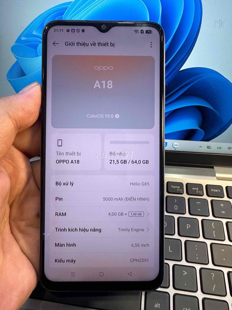 Oppo A18 64GB Xanh nhạt. Mua bán Điện thoại tại Quận 6 Tp Hồ Chí Minh được đăng bởi QUỐC THIÊN BÁN GÓP 0 ĐỒNG  hình 1