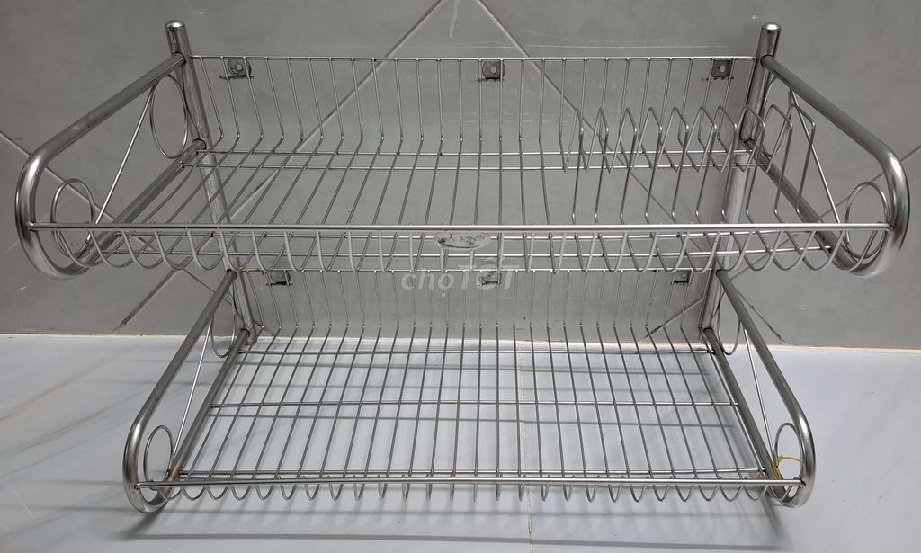 Kệ inox treo tường 2 tầng để chén dĩa