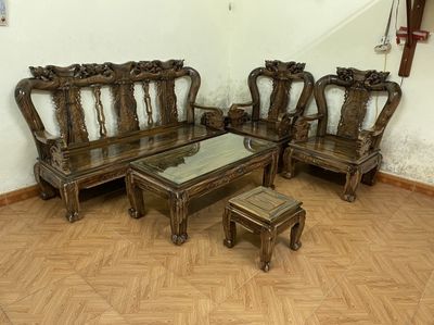 0383887338 - bộ bàn ghế gỗ tràm giá gốc cột 10 phun vân