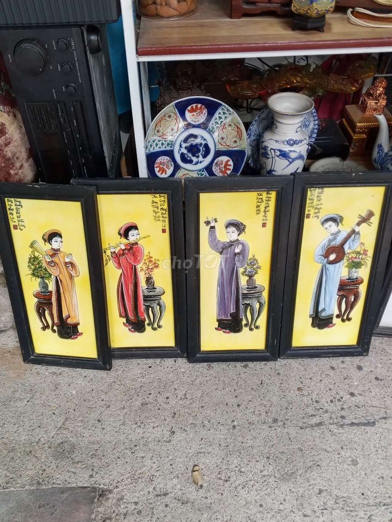 Tranh tứ quý gốm sứ nhiều màu. Mua bán Đồ sưu tầm, đồ cổ tại Quận Hà Đông Hà Nội được đăng bởi Đồ cũ sưu tầm hà nội hình 1