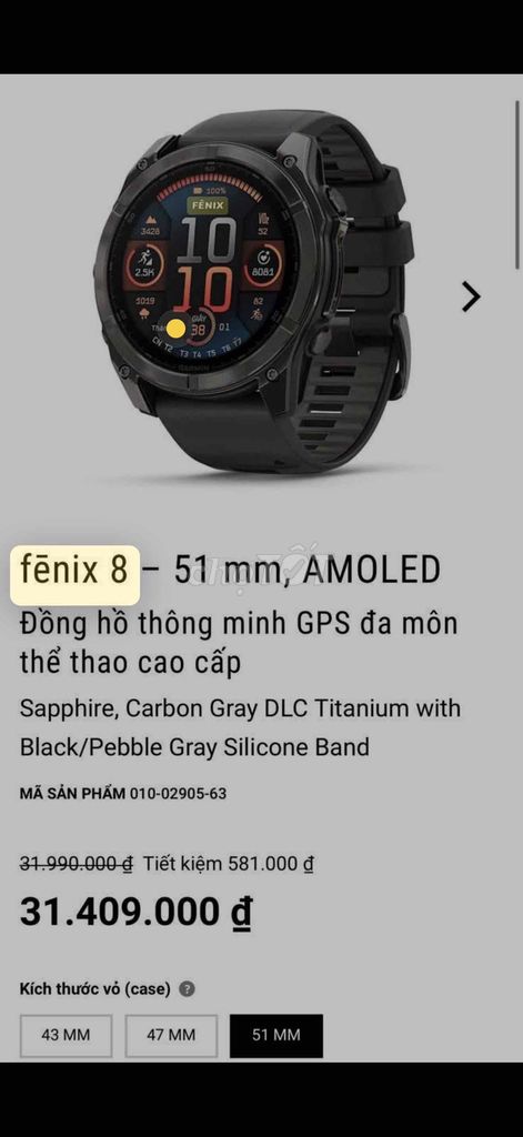 Garmin Fenix 8 Đen/Xám. Mua bán Thiết bị đeo thông minh tại Thành phố Thủ Đức Tp Hồ Chí Minh được đăng bởi Thu hình 1