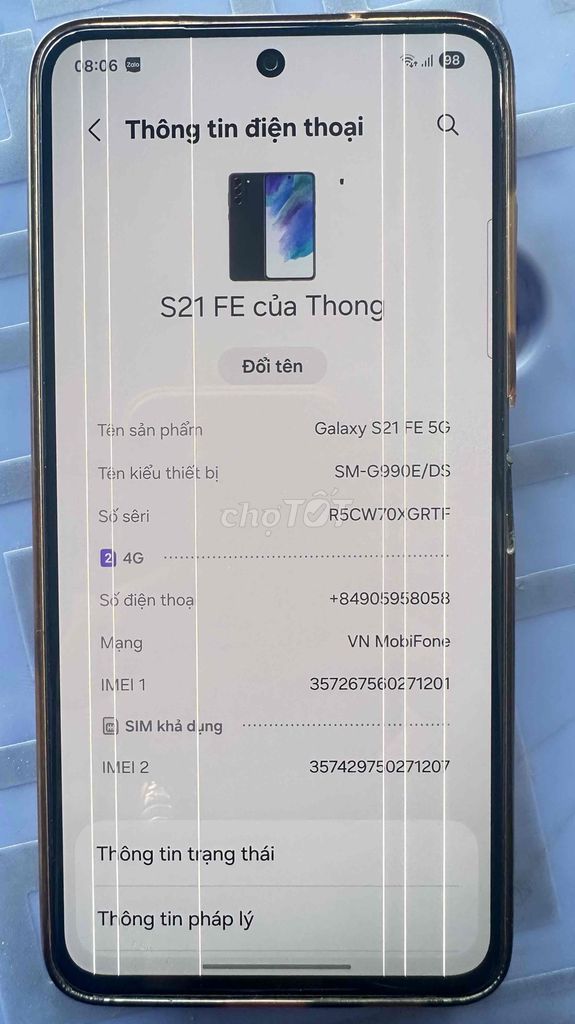 Samsung Galaxy S21 FE 5G Sọc màn hình. Mua bán Điện thoại tại Quận Cẩm Lệ Đà Nẵng được đăng bởi Thông Nguyễn hình 1