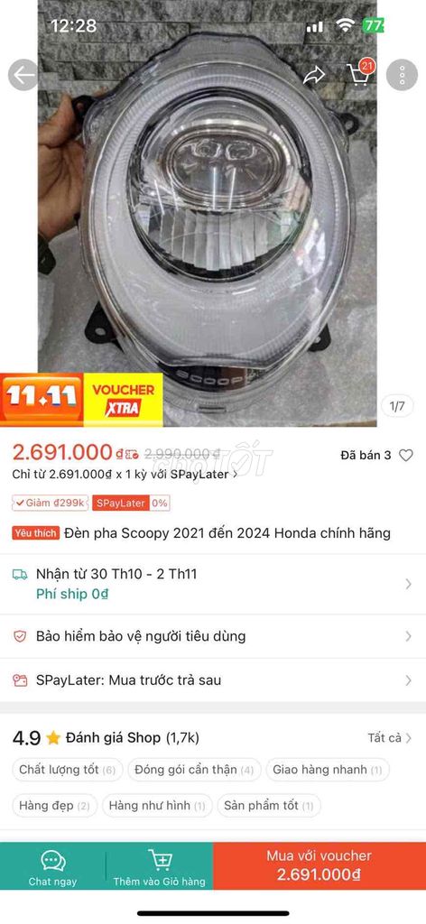 đèn pha xe scoopy 2021-2024 honda chính hãng. Mua bán Phụ tùng xe tại Quận Hà Đông Hà Nội được đăng bởi Bích Lê hình 1
