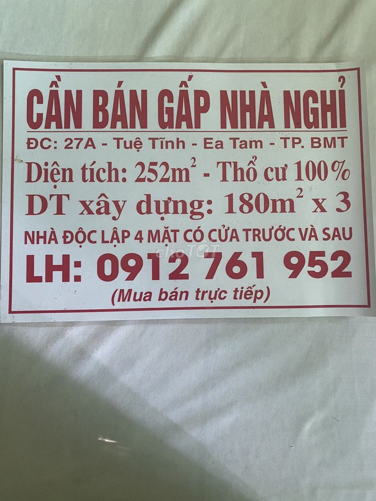 Cần Bán Nhà Tại 27 A Tuệ Tĩnh Phường Ea Tam Tp Buôn Ma Thuột