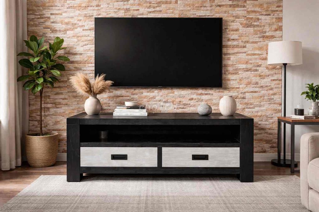 Kệ tivi gỗ 1m3 Đen Trắng. Mua bán Tủ, kệ gia đình tại Thành phố Biên Hòa Đồng Nai được đăng bởi quynhtangoc hình 1