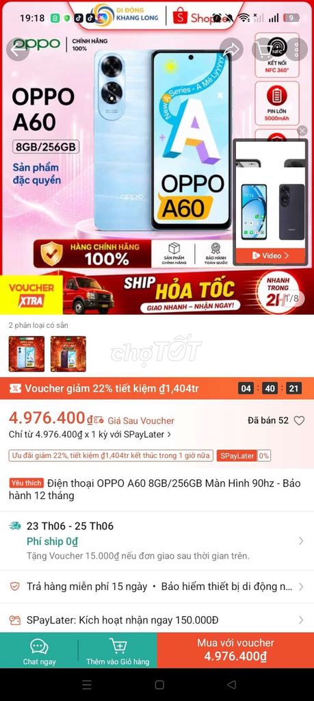 Oppo A60 8GB/256GB 89%. Mua bán Điện thoại tại Thị xã Duy Tiên Hà Nam được đăng bởi Emily Phan hình 1