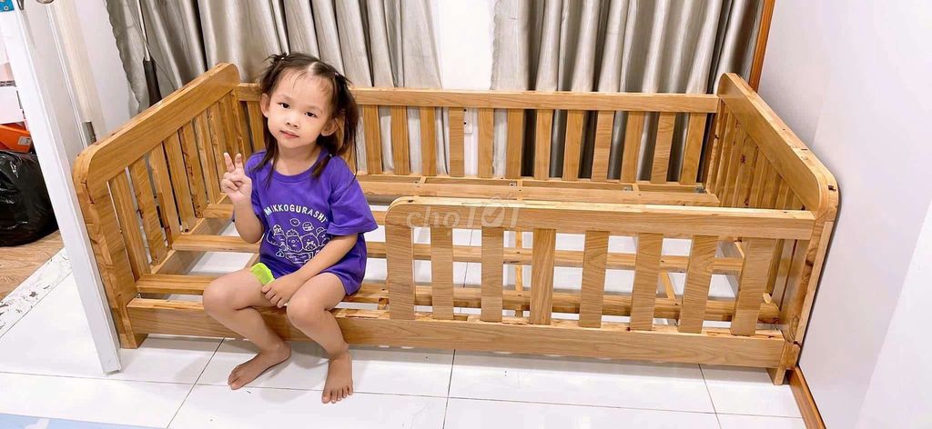 Giường cũi Gỗ thịt Vàng gỗ 1.6m x 80cm. Mua bán Giường, chăn ga gối nệm tại Quận 1 Tp Hồ Chí Minh được đăng bởi Đặng Kim Anh hình 1