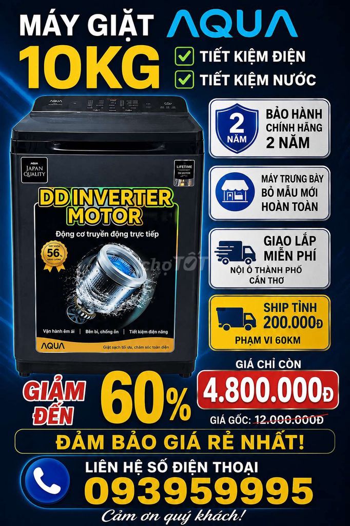 Máy giặt Aqua 10kg cửa trên bỏ mẫu. Mua bán Máy giặt tại Quận Ninh Kiều Cần Thơ được đăng bởi THANH LÝ SP SIÊU THỊ hình 1