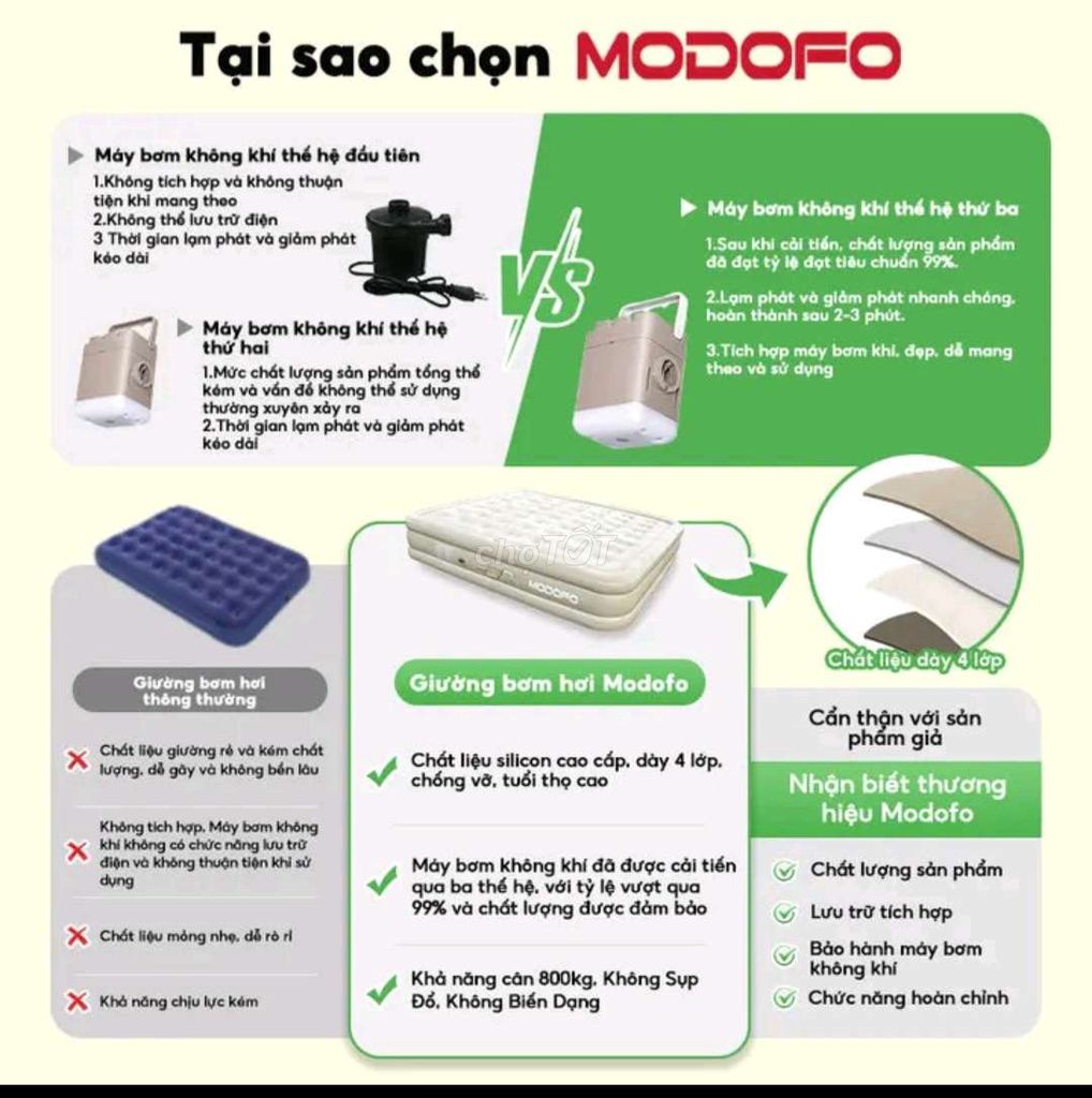 Nệm hơi tự bơm MODOFO