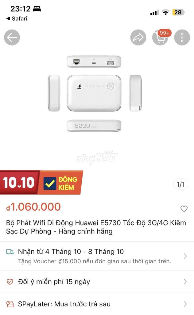 Bộ phát Wifi 3G/4G cổng LAN và Pin | Huawei E5730