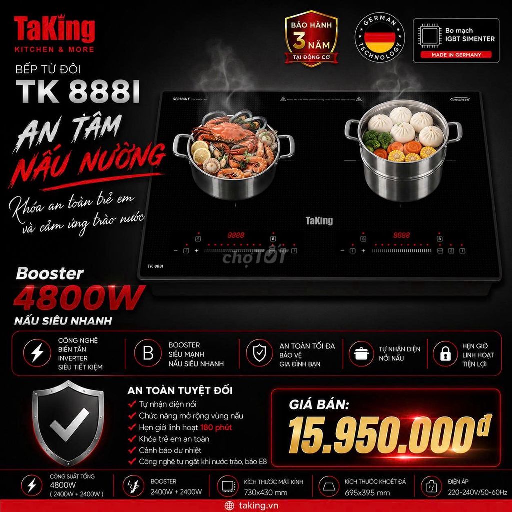 Bếp từ đôi TaKing TK 888I. Mua bán Bếp, lò, đồ điện nhà bếp tại Quận Liên Chiểu Đà Nẵng được đăng bởi TaKing hình 1