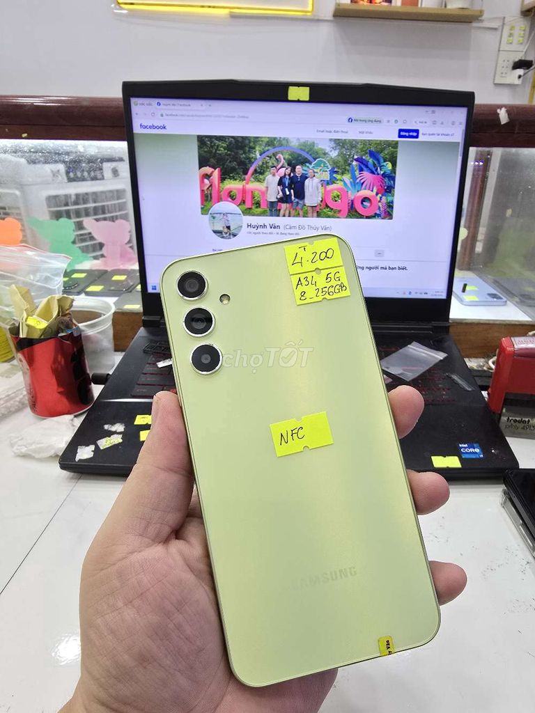 Samsung Galaxy A34 5G 256GB Vàng chanh. Mua bán Điện thoại tại Thành phố Long Xuyên An Giang được đăng bởi Facebook Cầm Đồ Thúy Vân hình 1