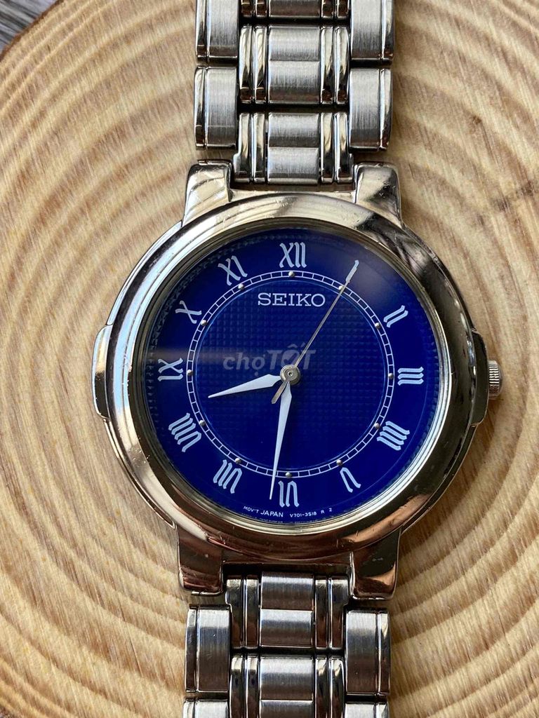 Seiko xanh blue bản thép sáng đẹp