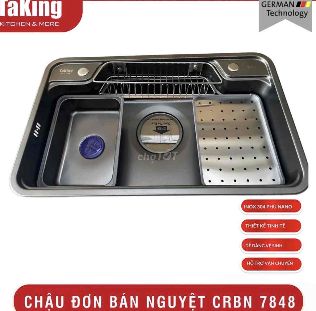 Chậu rửa chén phủ nano sang trọng Taking. Mua bán Thiết bị vệ sinh, nhà tắm tại Quận Thanh Khê Đà Nẵng được đăng bởi Nội thất bếp trọn gói TST  hình 1
