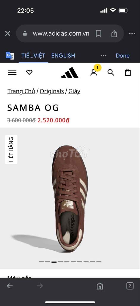 Giày Adidas chính hãng store size 37-38