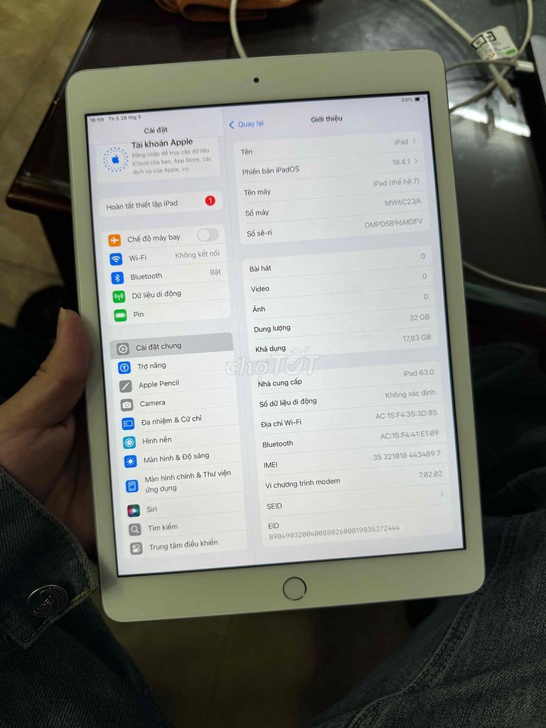 Apple iPad thế hệ 7 32GB Bạc. Mua bán Máy tính bảng tại Quận Thanh Xuân Hà Nội được đăng bởi Đỗ Đạt hình 1