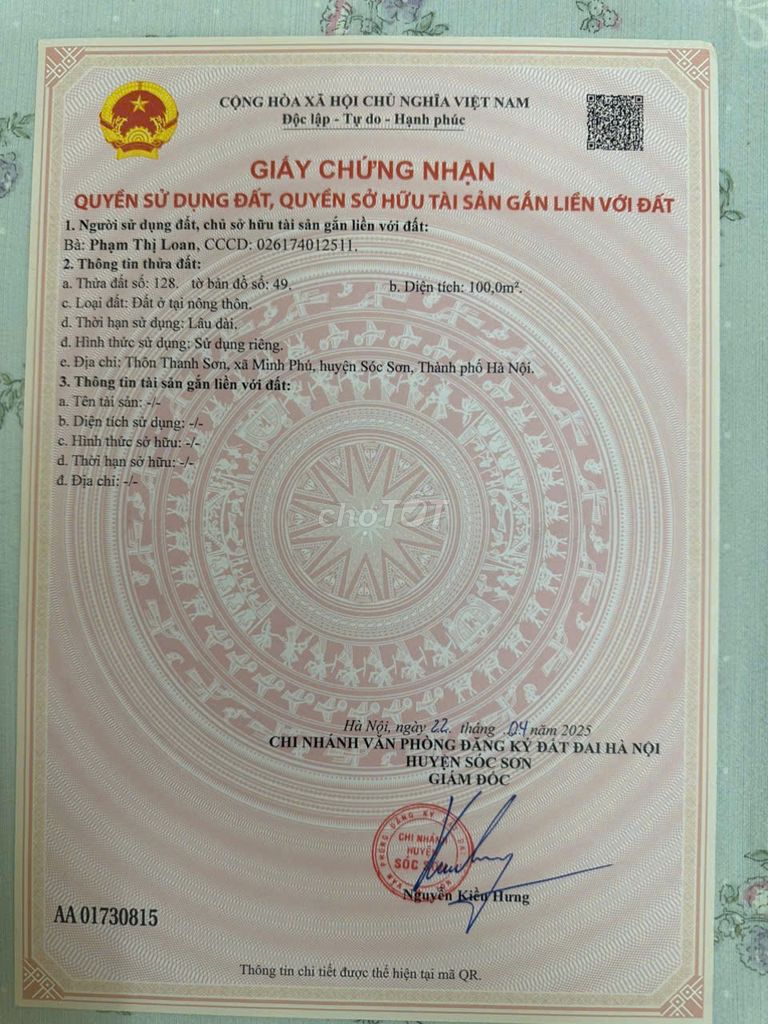 bán đất nền diện tích 100m2