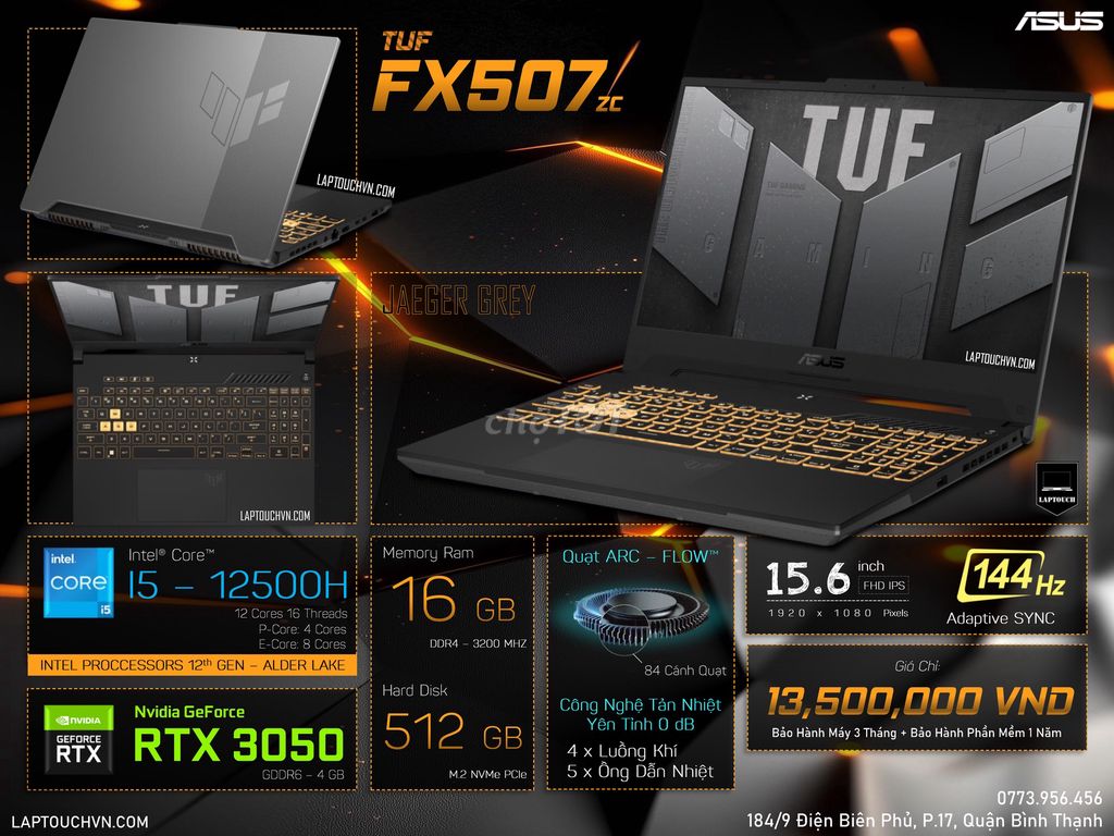 Asus TUF Gaming F15 FX507zc. Mua bán Laptop tại Quận Bình Thạnh Tp Hồ Chí Minh được đăng bởi Cửa Hàng Máy Tính Laptouch VN hình 1