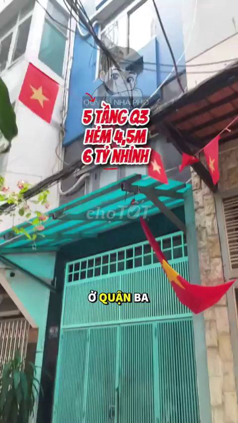 Bán nhà 5 tầng đường Vườn Chuối, Quận 3 - 6 tỷ