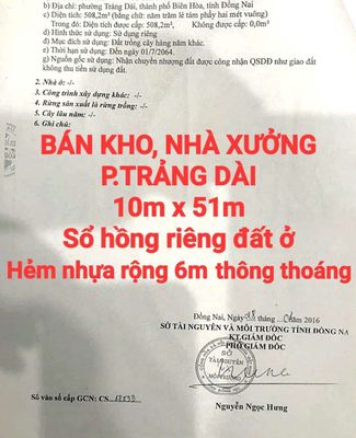 BÁN RẺ KHO, NHÀ XƯỞNG TRẢNG DÀI SỔ HỒNG RIÊNG ĐƯỜNG NHỰA RỘNG 6m THÔNG. Mua bán nhà ở tại Thành phố Biên Hòa Đồng Nai được đăng bởi Long