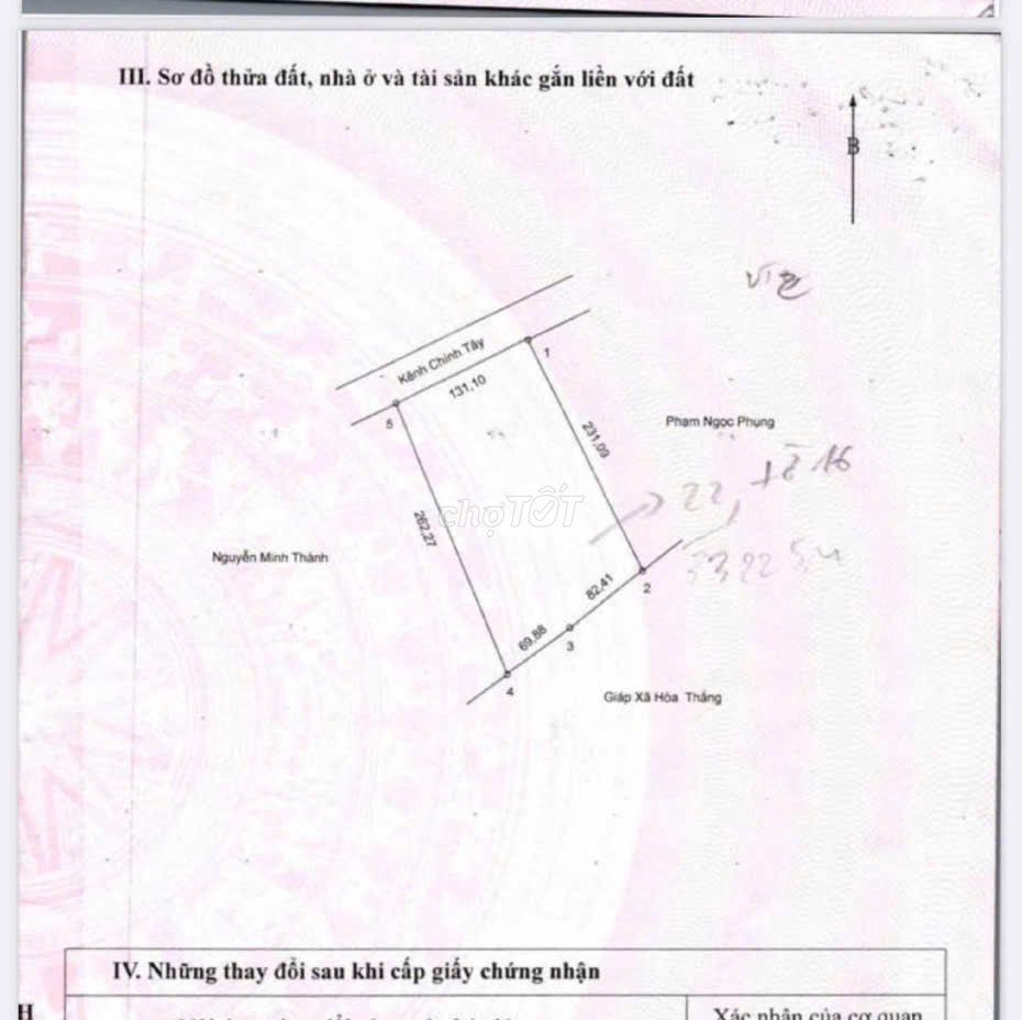 Lô 3.4ha mặt tiền kênh Chánh Tây, gần khu farm Hòa Thắng giá 1,2tr/m2