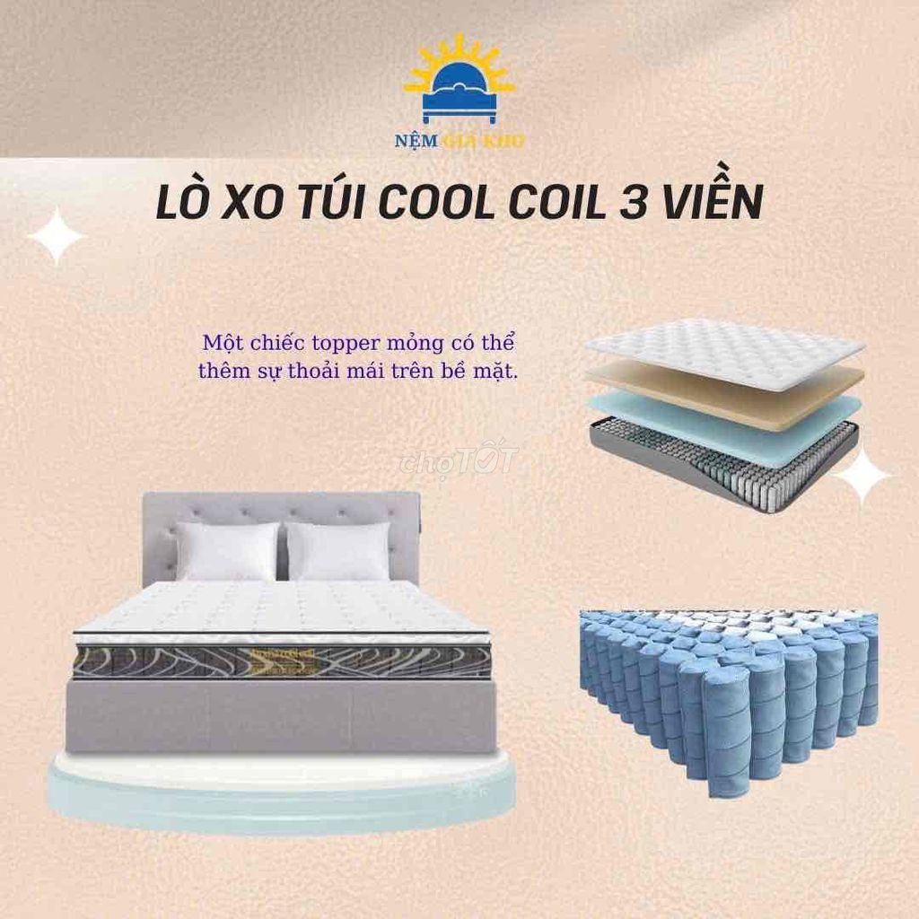 Nệm lò xo AROMA COOL COIL 3 VIỀN Trắng, Xám. Mua bán Giường, chăn ga gối nệm tại Thành phố Cà Mau Cà Mau được đăng bởi Nệm Giá Kho Cà Mau hình 1
