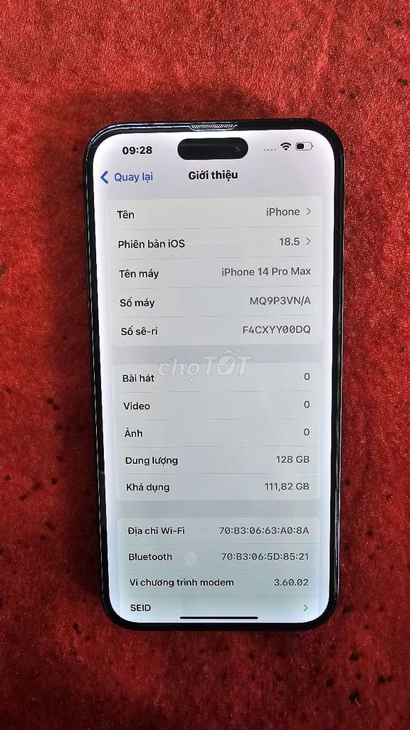Apple iPhone 14 Pro Max 128GB Bản VN ( IOS 18.5). Mua bán Điện thoại tại Thành phố Bảo Lộc Lâm Đồng được đăng bởi Trần Vũ hình 1