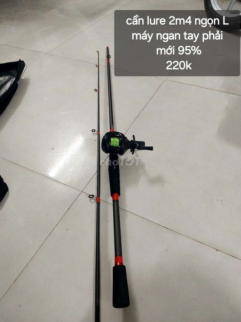 Cần câu lure 2m4 Đen đỏ mới 95%