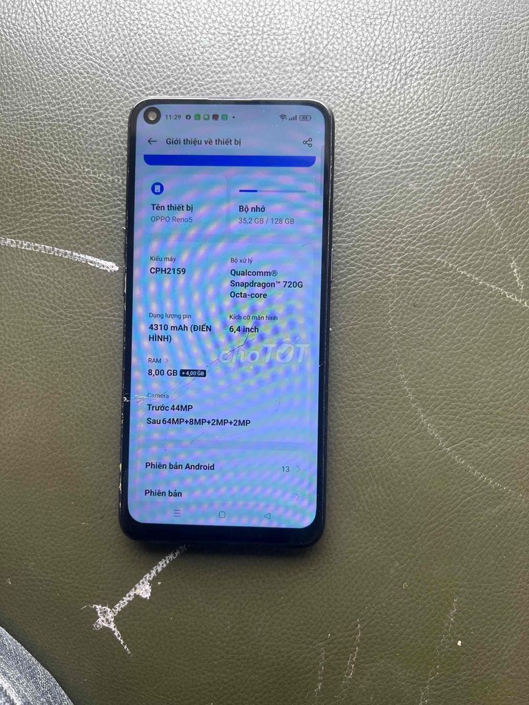 OPPO Reno5 128GB Đen màn hình vỡ. Mua bán Điện thoại tại Quận Bắc Từ Liêm Hà Nội được đăng bởi THANH VAN hình 1
