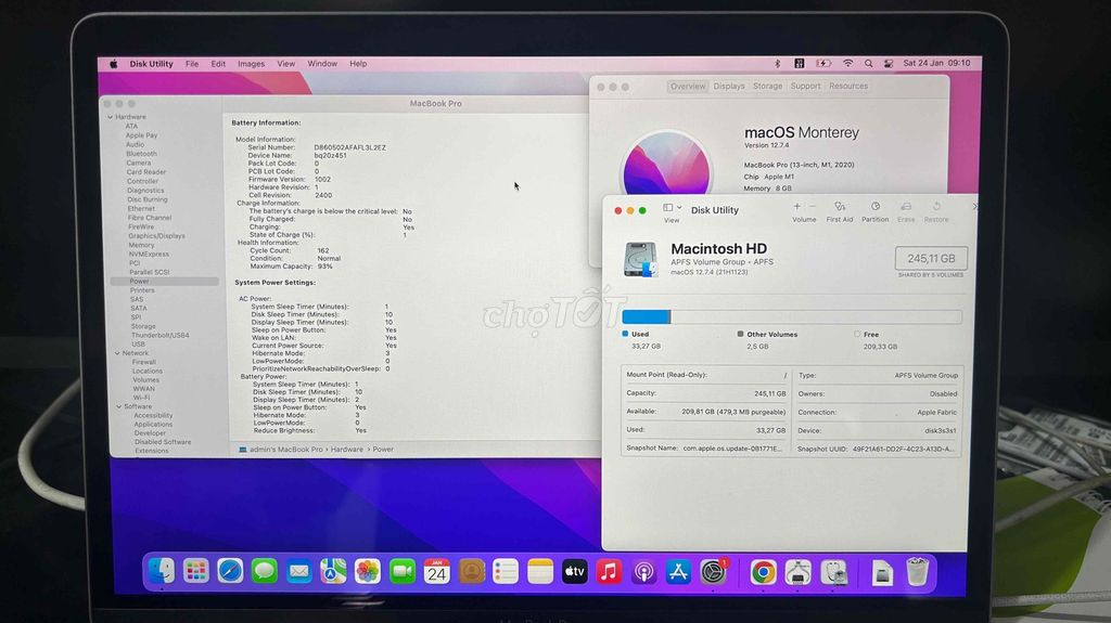 Apple MacBook Pro M1 8GB/256GB Xám. Mua bán Laptop tại Huyện Hóc Môn Tp Hồ Chí Minh được đăng bởi Bùi Đình Đông hình 1