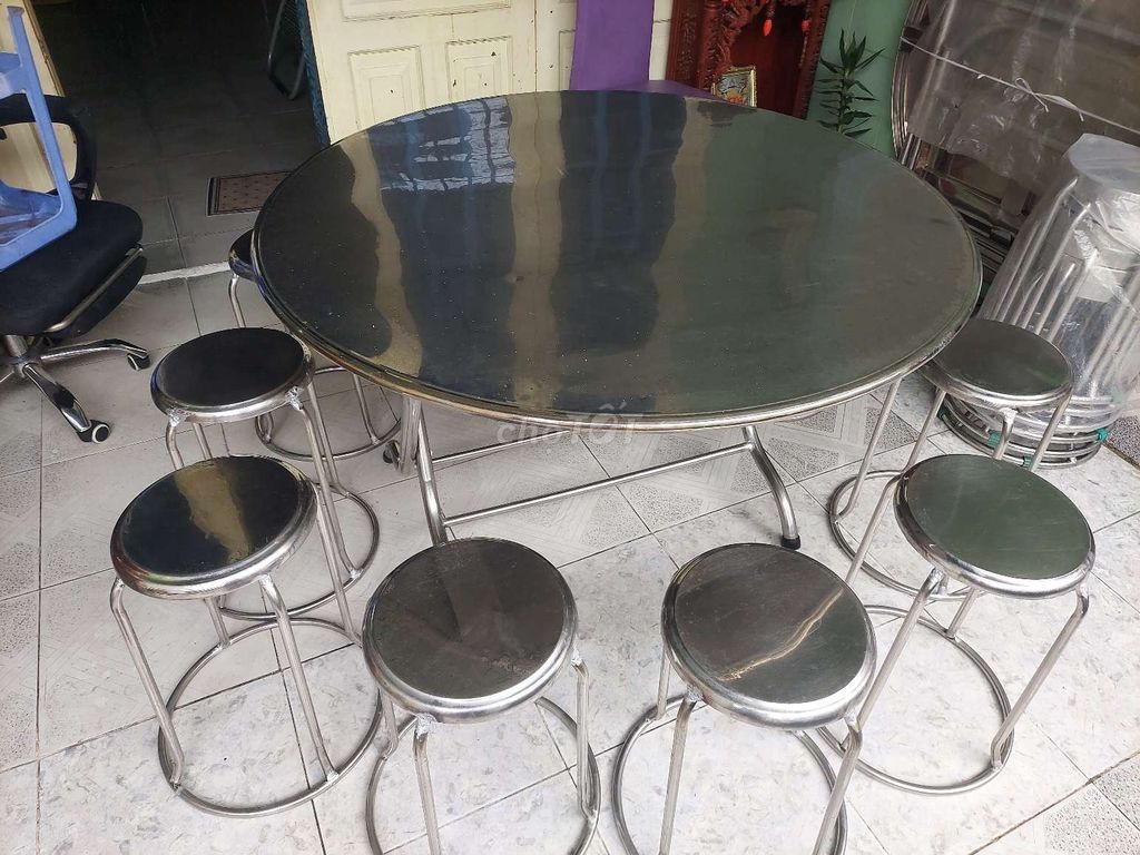 Bàn TRÒN 1m2 inox 304 + 10Ghế đẩu ,GhếGAMING rẻ!!. Mua bán Bàn ghế tại Huyện Hóc Môn Tp Hồ Chí Minh được đăng bởi Nhut Nguyen hình 1