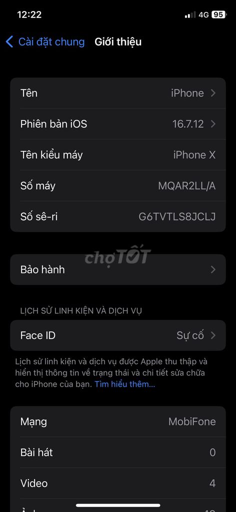Apple iPhone X Hư Face ID. Mua bán Điện thoại tại Quận 7 Tp Hồ Chí Minh được đăng bởi Đặng Duy Quang hình 1
