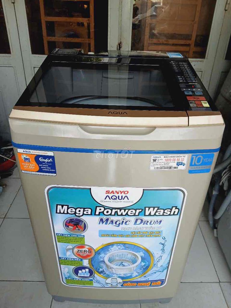 Máy giặt Aqua inverter 9kg, zin đẹp, giặt vắt êm