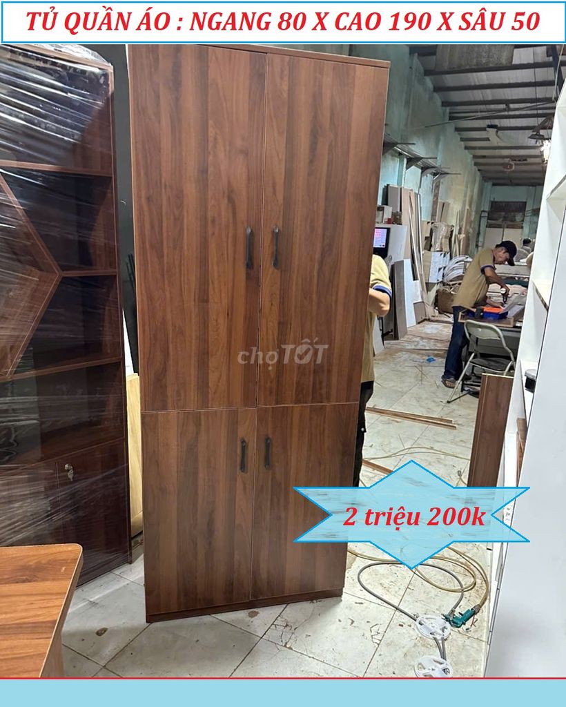 MẪU TỦ ÁO VÁN GỖ CỬA MỞ 80X190X50CM MÀU NÂU ĐỎ. Mua bán Tủ, kệ gia đình tại Quận Gò Vấp Tp Hồ Chí Minh được đăng bởi  NỘI THẤT GIÁ XƯỞNG TPHCM hình 1