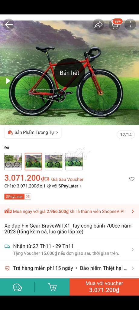 Xe đạp Fix Gear màu Đỏ. Mua bán Xe đạp tại Quận Ninh Kiều Cần Thơ được đăng bởi KO TIẾP TIN NHẮN hình 2