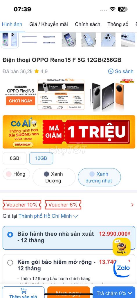 OPPO Reno15 F 5G Xám 12/256 bảo hành hãng full box. Mua bán Điện thoại tại Quận 11 Tp Hồ Chí Minh được đăng bởi Tam gia hình 1